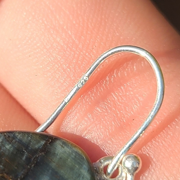 Blue Tiger Eye 925 Earrings - Picture 8 of 8